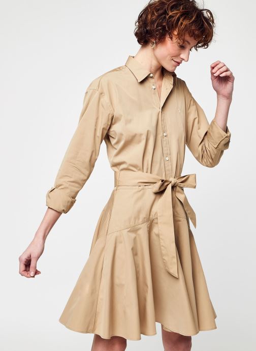 Polo Ralph Lauren Robe midi - Ls Shn Dr-Long Sleeve-Casual Dress (Beige) -  Vêtements chez Sarenza (538256)